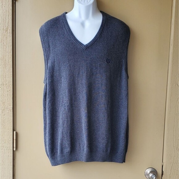 Chaps Men Grey/Gray Vneck Sweater Pullover Vest - Picture 1 of 13